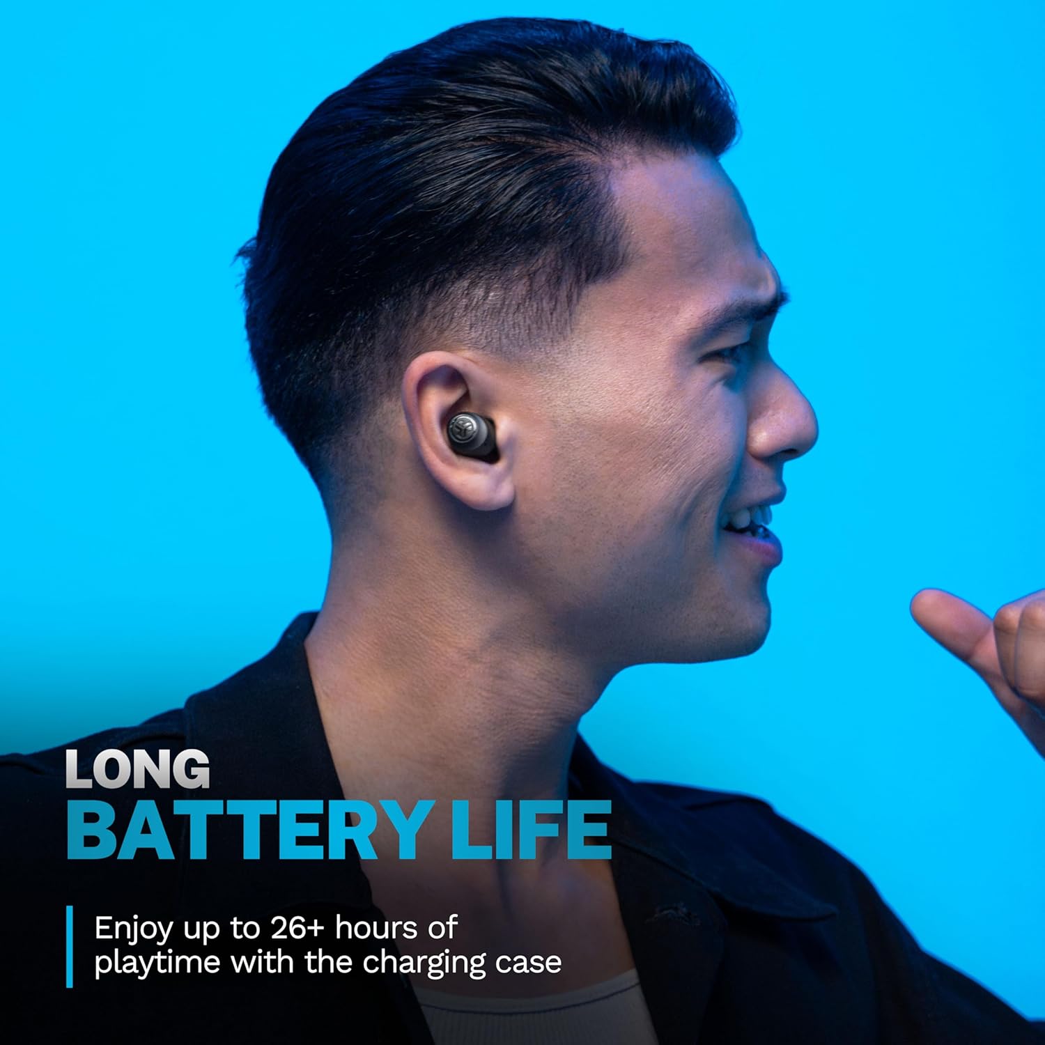 JLab Go Pop+ True Wireless Bluetooth Earbuds & Charging Case - Black, App Support, Dual Connect, IPX4 Sweat Resistance, Bluetooth 5 Connection, 3 EQ Sound Settings Signature, Balanced, Bass Boost